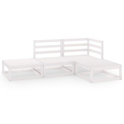 4-tlg. Garten-Lounge-Set Weiß Kiefer Massivholz
