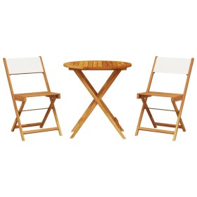 vidaXL 3-tlg. Bistro-Set Cremeweiß Stoff und Massivholz