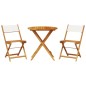 vidaXL 3-tlg. Bistro-Set Cremeweiß Stoff und Massivholz vidaXL 3-tlg. Bistro-Set Cremeweiß Stoff und Massivholz