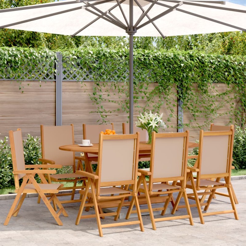vidaXL Gartenstühle Verstellbar 8 Stk. Taupe Stoff und Massivholz vidaXL Gartenstühle Verstellbar 8 Stk. Taupe Stoff und Massivholz