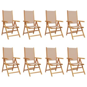 vidaXL Gartenstühle Verstellbar 8 Stk. Taupe Stoff und Massivholz