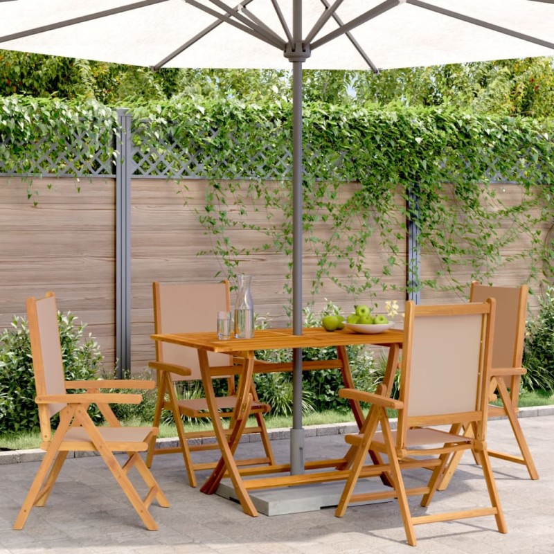vidaXL Gartenstühle Verstellbar 4 Stk. Taupe Stoff und Massivholz vidaXL Gartenstühle Verstellbar 4 Stk. Taupe Stoff und Massivholz