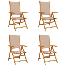 vidaXL Gartenstühle Verstellbar 4 Stk. Taupe Stoff und Massivholz