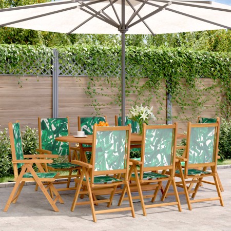 vidaXL Gartenstühle Verstellbar 8 Stk. Grün Stoff und Massivholz