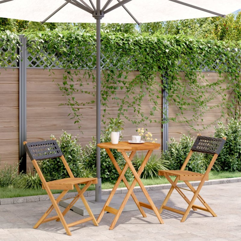 vidaXL 3-tlg. Bistro-Set Schwarz Poly Rattan und Massivholz vidaXL 3-tlg. Bistro-Set Schwarz Poly Rattan und Massivholz
