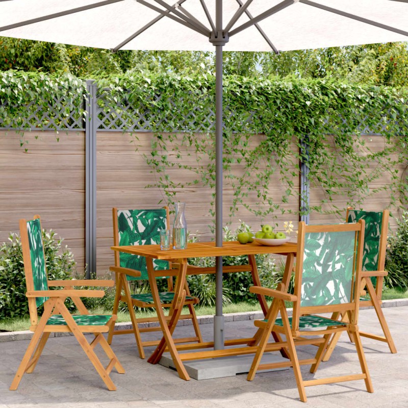 vidaXL Gartenstühle Verstellbar 4 Stk. Grün Stoff und Massivholz vidaXL Gartenstühle Verstellbar 4 Stk. Grün Stoff und Massivholz