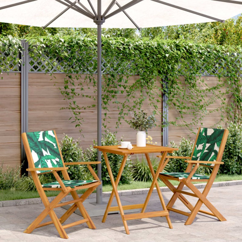 vidaXL 3-tlg. Bistro-Set Blattmuster Stoff und Massivholz vidaXL 3-tlg. Bistro-Set Blattmuster Stoff und Massivholz