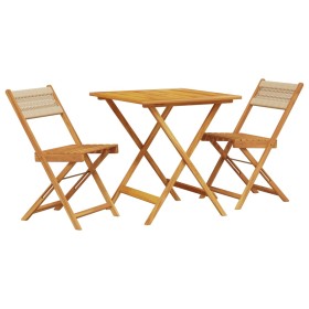 vidaXL 3-tlg. Bistro-Set Beige Polypropylen und Massivholz