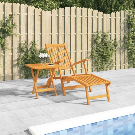 vidaXL Gartenliege mit Fußteil und Tisch Massivholz Akazie