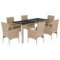 vidaXL 7-tlg. Garten-Essgruppe mit Kissen Beige Poly Rattan und Glas vidaXL 7-tlg. Garten-Essgruppe mit Kissen Beige Poly Rattan und Glas