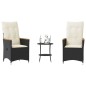 vidaXL 3-tlg. Bistro-Set mit Kissen Schwarz Poly Rattan vidaXL 3-tlg. Bistro-Set mit Kissen Schwarz Poly Rattan