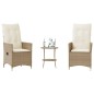 vidaXL 3-tlg. Bistro-Set mit Kissen Beige Poly Rattan vidaXL 3-tlg. Bistro-Set mit Kissen Beige Poly Rattan