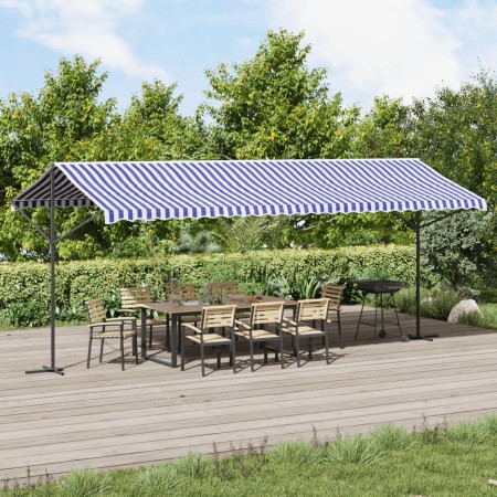vidaXL Freistehende Markise Blau und Weiß 600x300 cm Stoff und Stahl