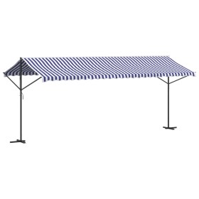 vidaXL Freistehende Markise Blau und Weiß 600x300 cm Stoff und Stahl