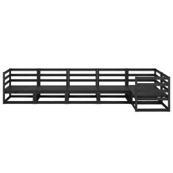 6-tlg. Garten-Lounge-Set Schwarz Massivholz Kiefer