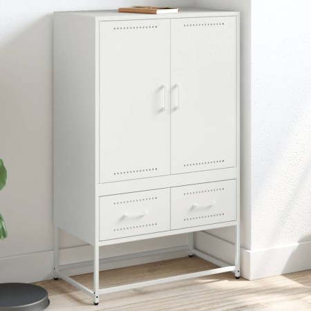 vidaXL Highboard Weiß 68x39x111,5 cm Kaltgewalzter Stahl