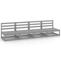 vidaXL Outdoor-Sofa 4-Sitzer Grau Massivholz Kiefer