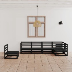 6-tlg. Garten-Lounge-Set Schwarz Massivholz Kiefer