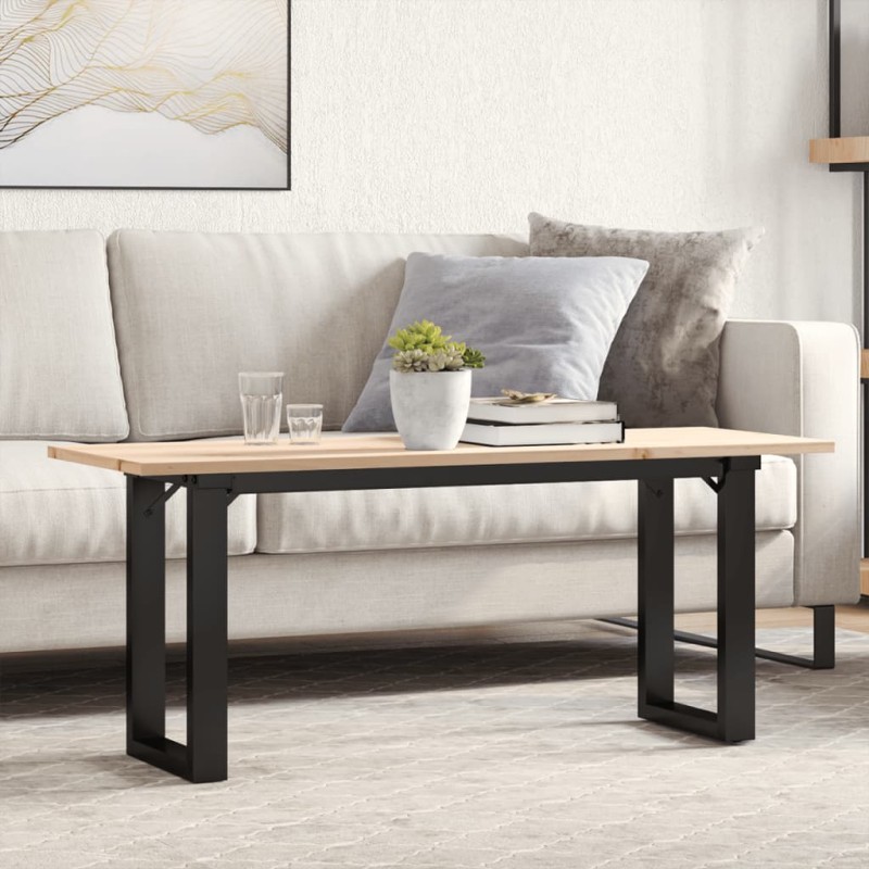 vidaXL Couchtisch O-Gestell 110x40x45 cm Massivholz Kiefer & Gusseisen vidaXL Couchtisch O-Gestell 110x40x45 cm Massivholz Kiefer & Gusseisen