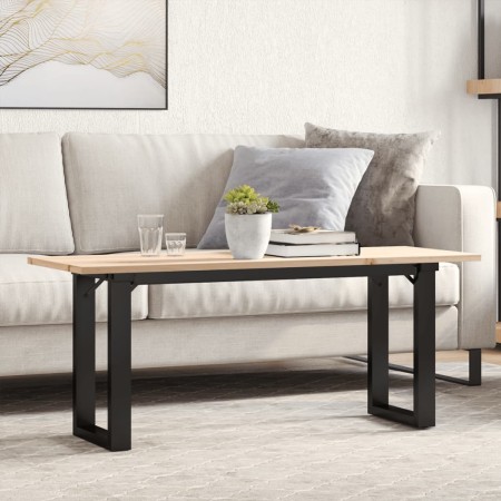 vidaXL Couchtisch O-Gestell 110x40x45 cm Massivholz Kiefer & Gusseisen