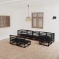 8-tlg. Garten-Lounge-Set Schwarz Massivholz Kiefer 8-tlg. Garten-Lounge-Set Schwarz Massivholz Kiefer