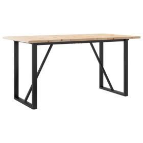 vidaXL Esstisch O-Gestell 160x80x75,5 cm Massivholz Kiefer & Gusseisen