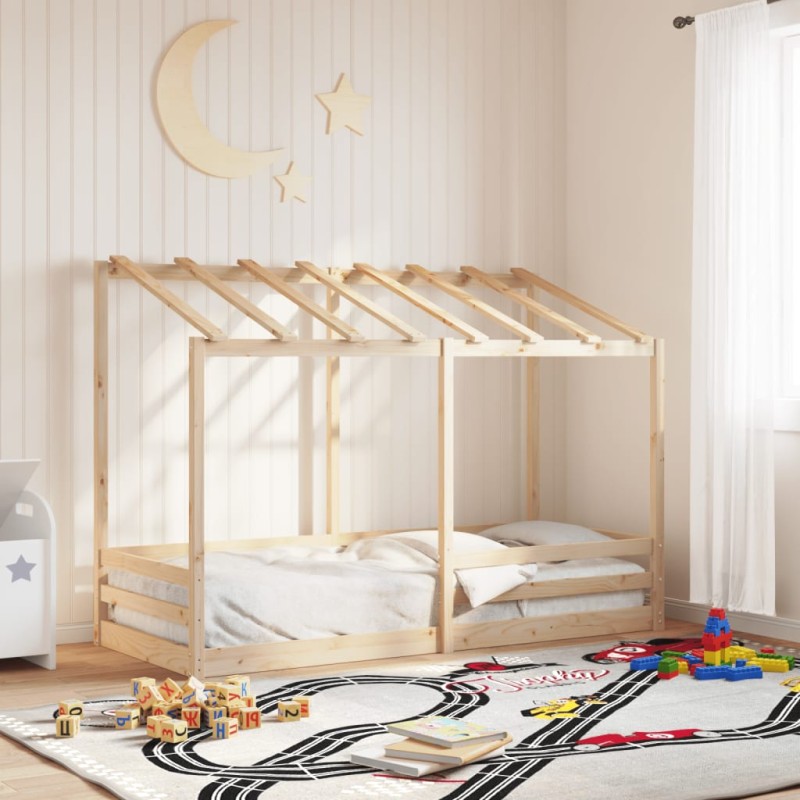 vidaXL Kinderbett mit Dach 75x190 cm Massivholz Kiefer vidaXL Kinderbett mit Dach 75x190 cm Massivholz Kiefer