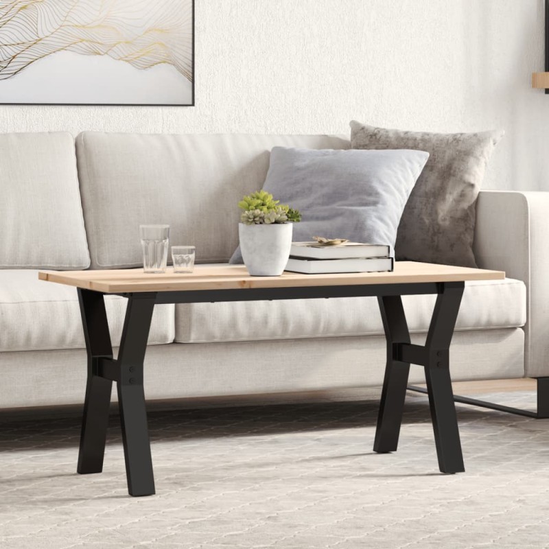 vidaXL Couchtisch Y-Gestell 90x40x45cm Massivholz Kiefer und Gusseisen vidaXL Couchtisch Y-Gestell 90x40x45cm Massivholz Kiefer und Gusseisen