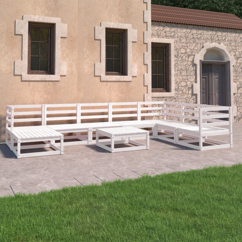 vidaXL 9-tlg. Garten-Lounge-Set Weiß Kiefer Massivholz vidaXL 9-tlg. Garten-Lounge-Set Weiß Kiefer Massivholz