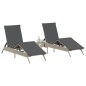 vidaXL Sonnenliegen 2 Stk. mit Tisch Hellgrau Poly Rattan vidaXL Sonnenliegen 2 Stk. mit Tisch Hellgrau Poly Rattan