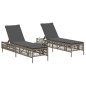 vidaXL Sonnenliegen 2 Stk. mit Tisch Grau Poly Rattan vidaXL Sonnenliegen 2 Stk. mit Tisch Grau Poly Rattan