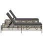 vidaXL Sonnenliegen 2 Stk. mit Tisch Grau Poly Rattan vidaXL Sonnenliegen 2 Stk. mit Tisch Grau Poly Rattan