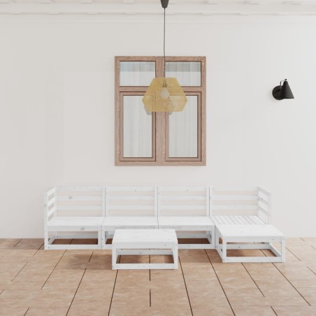 vidaXL 6-tlg. Garten-Lounge-Set Weiß Massivholz Kiefer