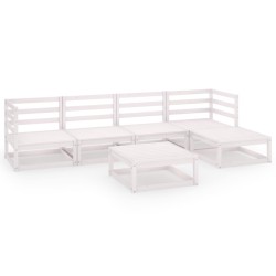 vidaXL 6-tlg. Garten-Lounge-Set Weiß Massivholz Kiefer
