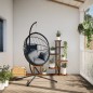 vidaXL Hängesessel Ei-Design mit Ständer Hellgrau Rattan und Stahl vidaXL Hängesessel Ei-Design mit Ständer Hellgrau Rattan und Stahl