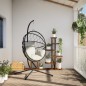 vidaXL Hängesessel Ei-Design mit Ständer Beige Rattan und Stahl vidaXL Hängesessel Ei-Design mit Ständer Beige Rattan und Stahl