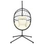 vidaXL Hängesessel Ei-Design mit Ständer Beige Rattan und Stahl vidaXL Hängesessel Ei-Design mit Ständer Beige Rattan und Stahl