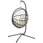 vidaXL Hängesessel Ei-Design mit Ständer Beige Rattan und Stahl vidaXL Hängesessel Ei-Design mit Ständer Beige Rattan und Stahl