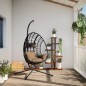 vidaXL Hängesessel Ei-Design mit Ständer Taupe Rattan und Stahl vidaXL Hängesessel Ei-Design mit Ständer Taupe Rattan und Stahl