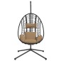 vidaXL Hängesessel Ei-Design mit Ständer Taupe Rattan und Stahl vidaXL Hängesessel Ei-Design mit Ständer Taupe Rattan und Stahl