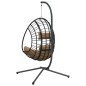 vidaXL Hängesessel Ei-Design mit Ständer Taupe Rattan und Stahl vidaXL Hängesessel Ei-Design mit Ständer Taupe Rattan und Stahl