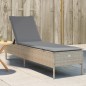 vidaXL Sonnenliege mit Auflage Beige Poly Rattan vidaXL Sonnenliege mit Auflage Beige Poly Rattan