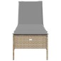 vidaXL Sonnenliege mit Auflage Beige Poly Rattan vidaXL Sonnenliege mit Auflage Beige Poly Rattan