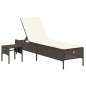 vidaXL Sonnenliege mit Tisch und Auflage Braun Poly Rattan vidaXL Sonnenliege mit Tisch und Auflage Braun Poly Rattan