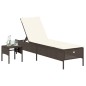 vidaXL Sonnenliege mit Tisch und Auflage Braun Poly Rattan vidaXL Sonnenliege mit Tisch und Auflage Braun Poly Rattan