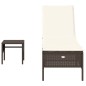 vidaXL Sonnenliege mit Tisch und Auflage Braun Poly Rattan vidaXL Sonnenliege mit Tisch und Auflage Braun Poly Rattan