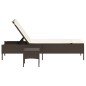 vidaXL Sonnenliege mit Tisch und Auflage Braun Poly Rattan vidaXL Sonnenliege mit Tisch und Auflage Braun Poly Rattan