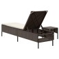 vidaXL Sonnenliege mit Tisch und Auflage Braun Poly Rattan vidaXL Sonnenliege mit Tisch und Auflage Braun Poly Rattan