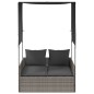 vidaXL Doppel-Sonnenliege mit Dach und Vorhängen Grau Poly Rattan vidaXL Doppel-Sonnenliege mit Dach und Vorhängen Grau Poly Rattan
