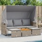 vidaXL Outdoor-Sofa 3-Sitzer mit Dach und Hockern Grau Poly Rattan vidaXL Outdoor-Sofa 3-Sitzer mit Dach und Hockern Grau Poly Rattan